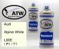 Preview: Audi, Alpine White, L90E / P1 / T1: 400ml Sprühdose + 400ml Klarlack - Set, von ATW Autoteile West.